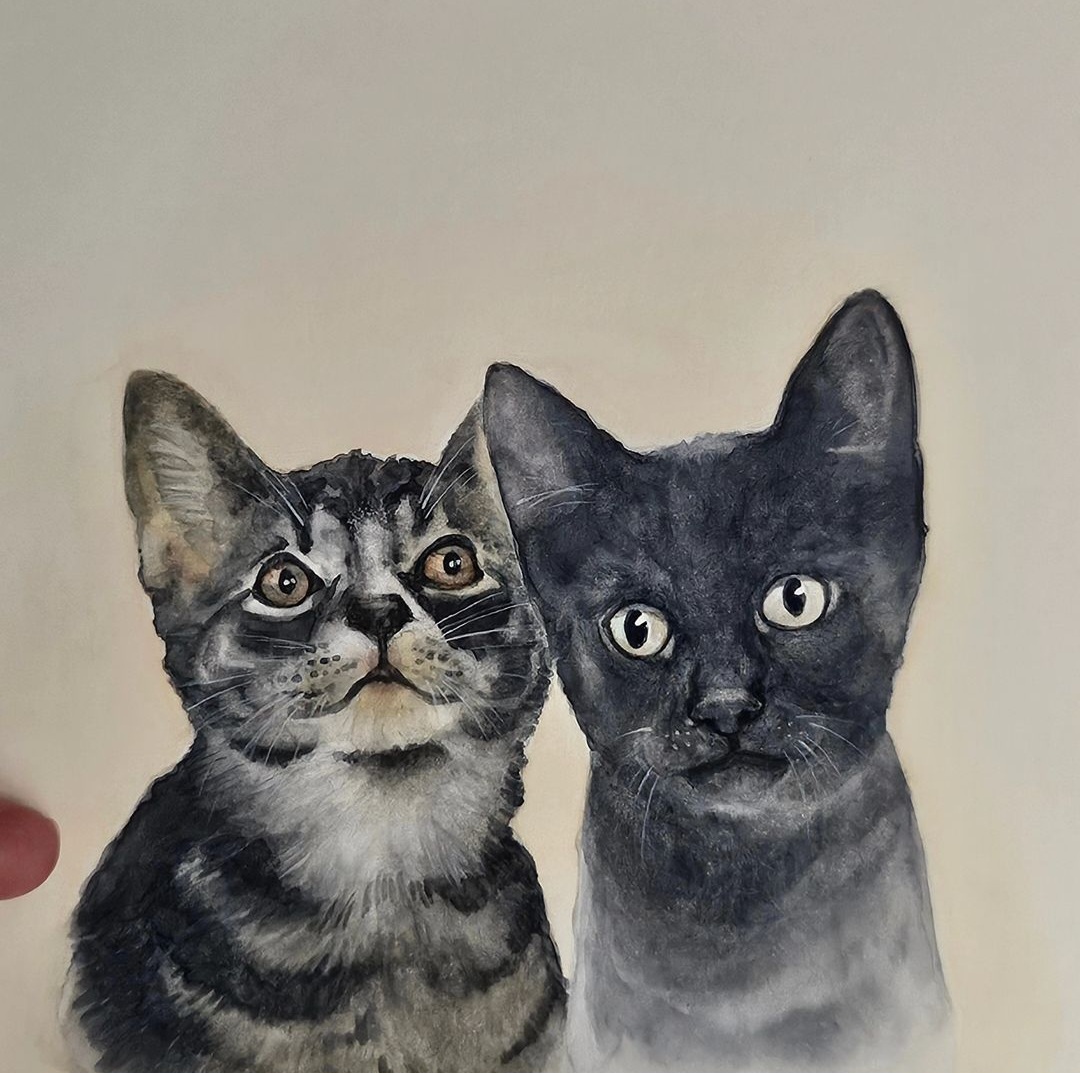 Two Foster Kittens. Watercolor by Charleen Wesley