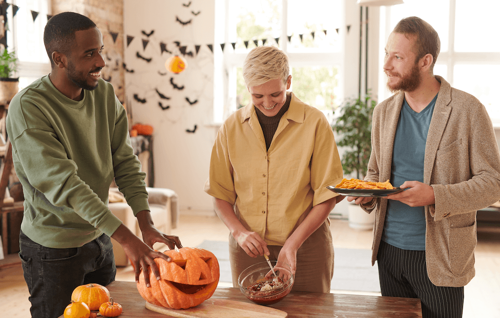 BCSS Mental Illness Is Not A Costume Adults Carving Pumpkin